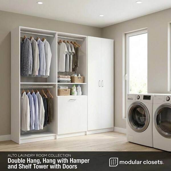MODULAR CLOSETS Alto Laundry Room 81 in W White Double Hang, Hang