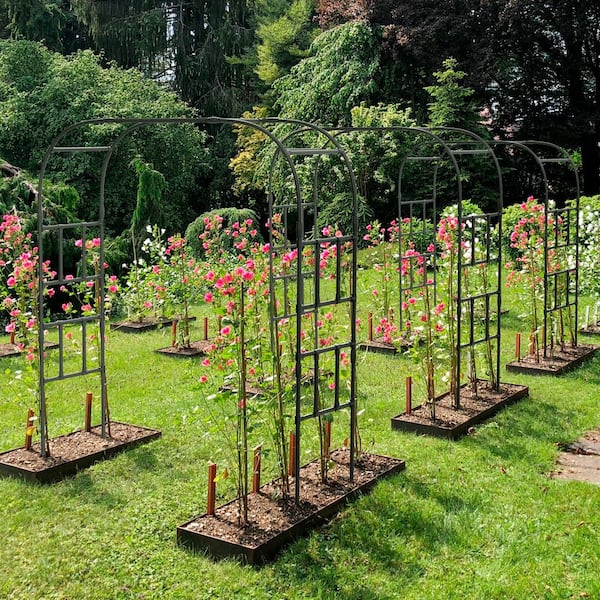 ABORON Garden Arch Trellis 87 in. x 79 in. x 16 in. Metal Core Trellis for Party Outdoor Tall Plant Support for Climbing Plant