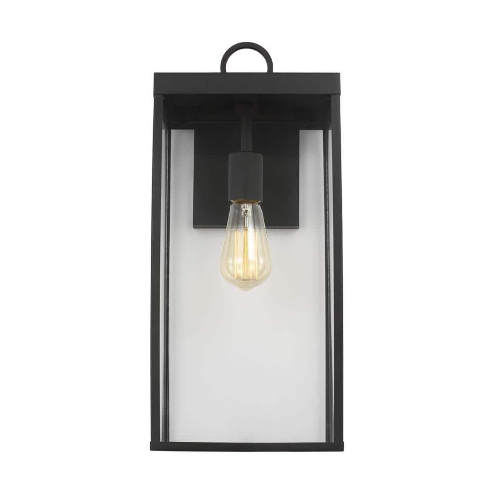Howell 18.25 in. Textured Black Outdoor Hardwired Wall Lantern Sconce with White/Clear Glass with No Bulb Included price history on PriceWatchPro