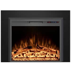 39.4 in. W Electric Fireplace Inserts with Trim Kit, 3 Flame Colors, 750-Watt/1500-Watt, Timer, Black