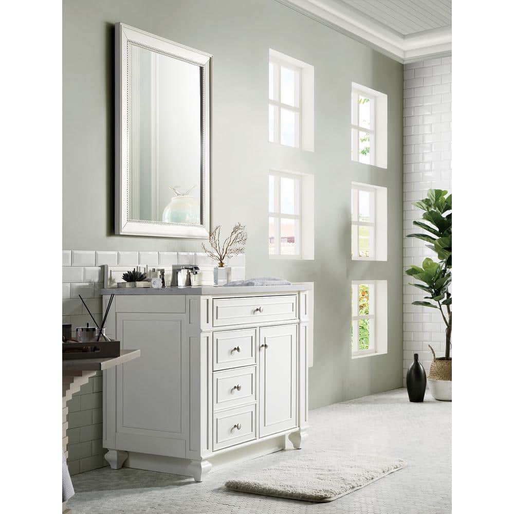Bright White 36" Freestanding Single Vanity Base with Veneer