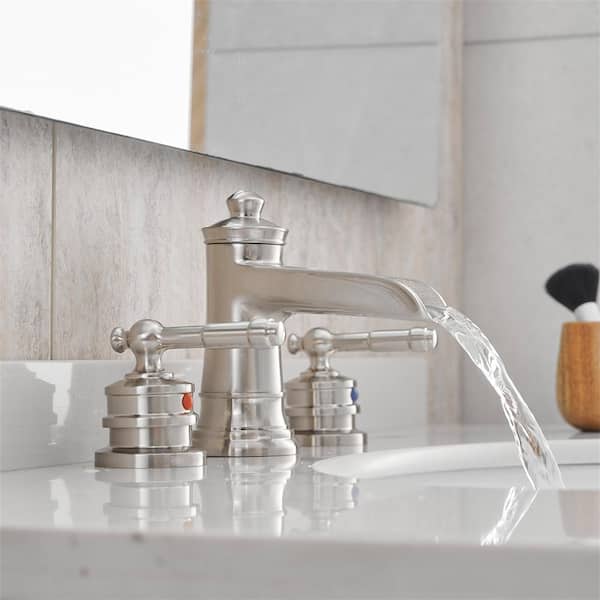 FLG 8 in. Widespread Double Handle Bathroom Faucet with Pop