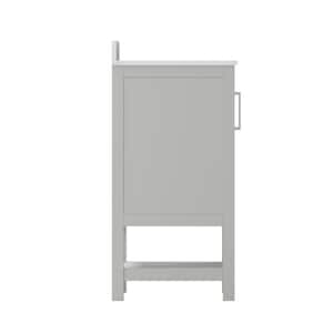 24 in. W. x 19 in. D x 38 in. H Single Sink Freestanding Bath Vanity in Gray with White Stone Top