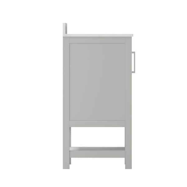 24 in. W. x 19 in. D x 38 in. H Single Sink Freestanding Bath Vanity in Gray with White Stone Top
