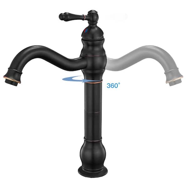 Waterfall Single Hole Single-Handle Vessel Sink Faucet with Pop-Up Drain Assembly in Oil Rubbed Bronze