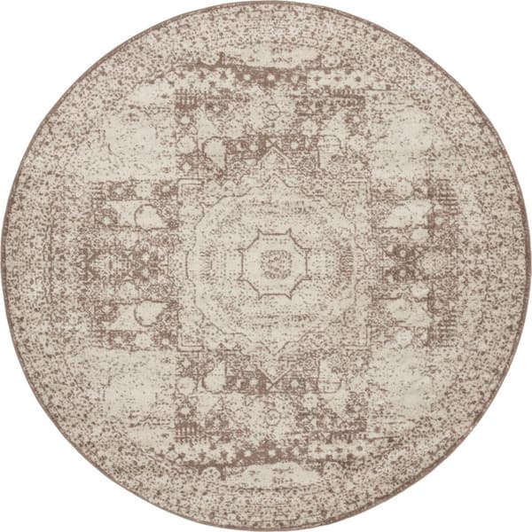 Unique Loom Bromley Wells Light Brown 8 ft. Round Area Rug