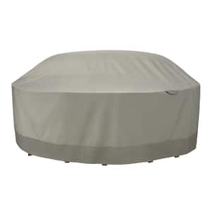 Weekend 106 in. Outdoor Round Table and Chair Cover with Integrated Duck Dome in Moon Rock
