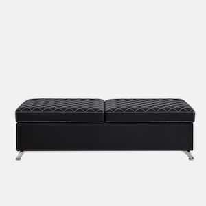 Black 56.7 in. Bedroom Bench with Storage Fabric