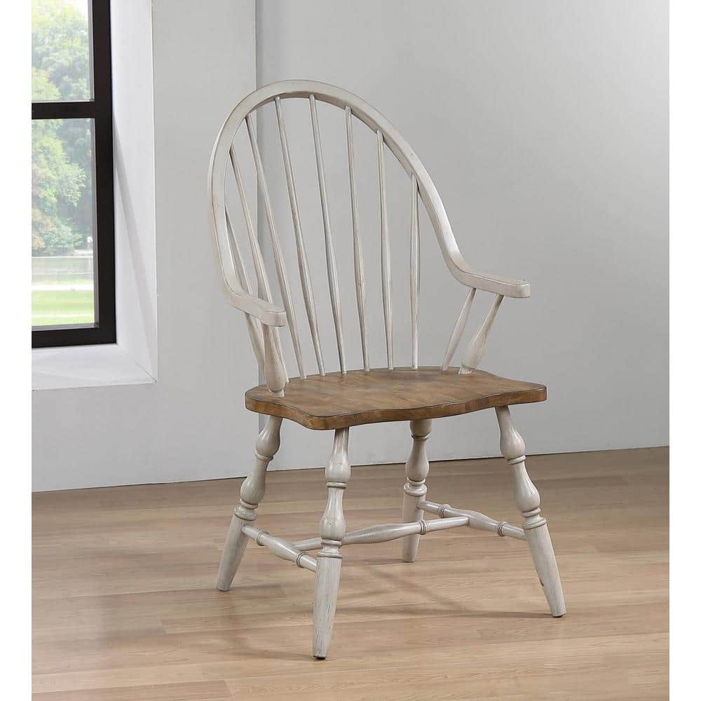 Light Gray Solid Wood High Windsor Arm Chair
