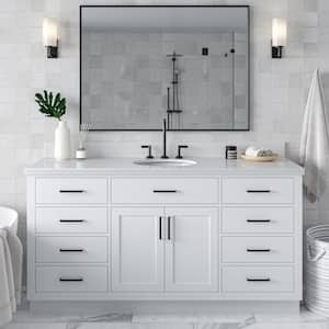 Hepburn 67 in. W x 22 in. D x 36 in. H Freestanding Bath Vanity in White with Pure White Quartz Top
