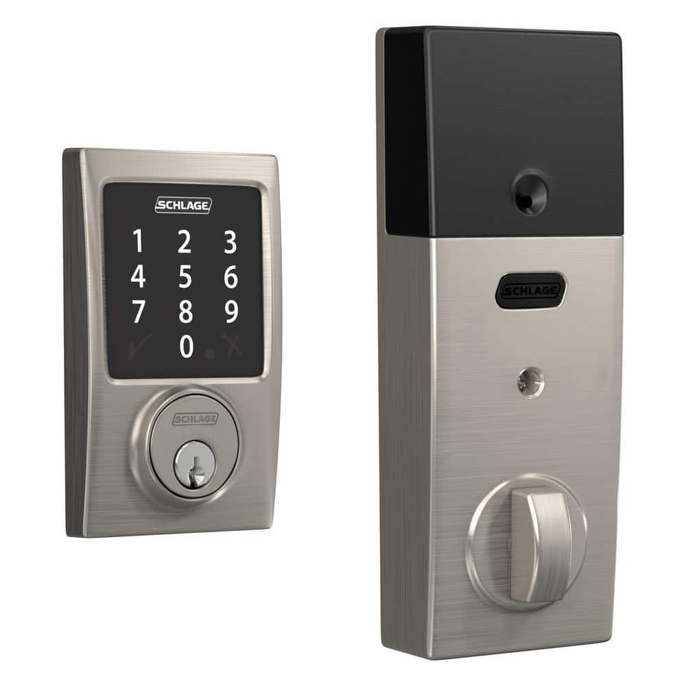 Schlage Century Satin Nickel Electronic Connect Smart Deadbolt - Z-Wave  Plus Enabled BE468ZP CEN 619 - The Home Depot