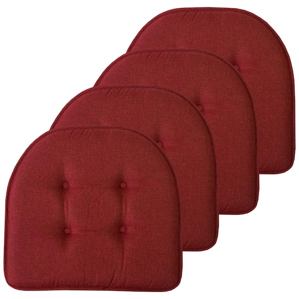 Sweet Home Collection Wine, Solid U-Shape Memory Foam 17 in. x 16 in. Non-Slip Indoor/Outdoor Chair Seat Cushion (4-Pack)