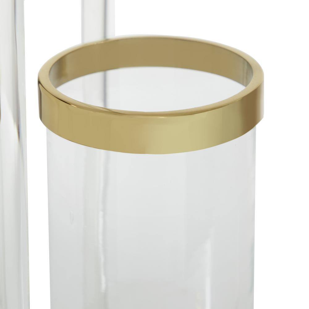 Large Gold and Clear Stainless Steel Hurricane Lantern