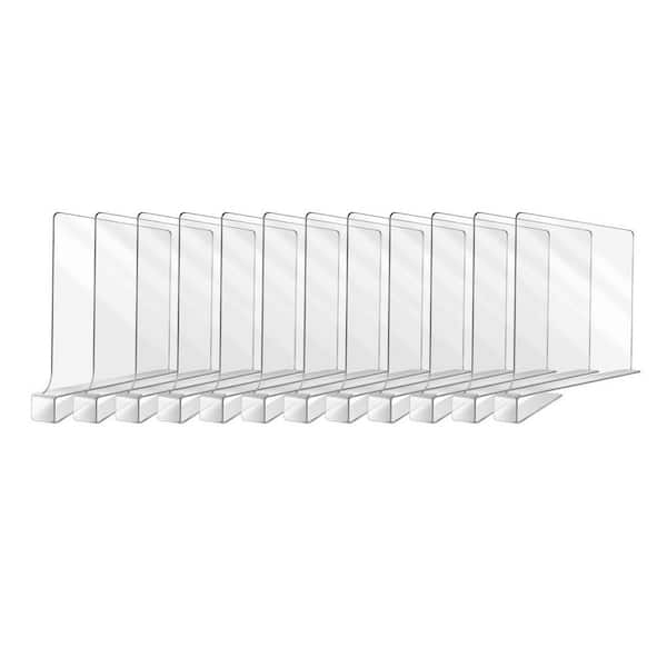 Clear Acrylic Shelf Dividers for Closet Organization, 12-Pack Shelf Organizer for Wood Cabinets and Shelves