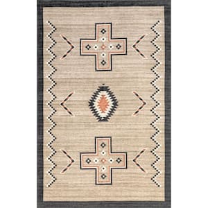 Colbie Tribal Machine Washable Brown 7 ft. x 9 ft. Area Rug