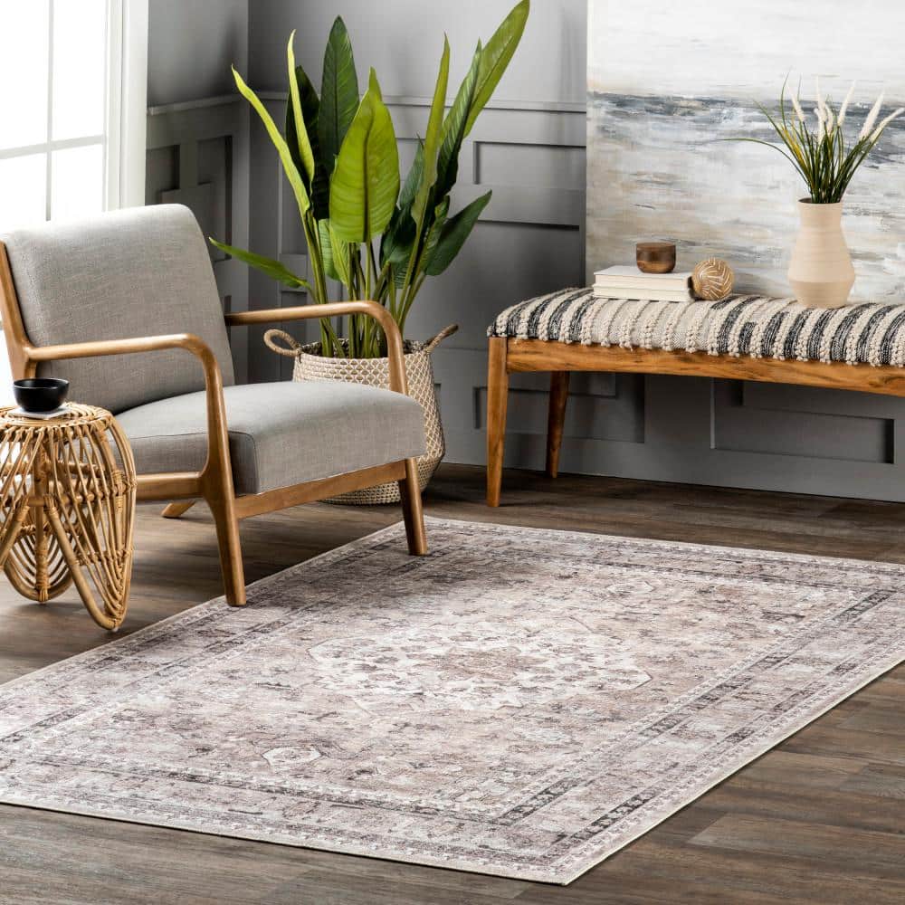 Davi Gray 9' x 12' Washable Synthetic Area Rug