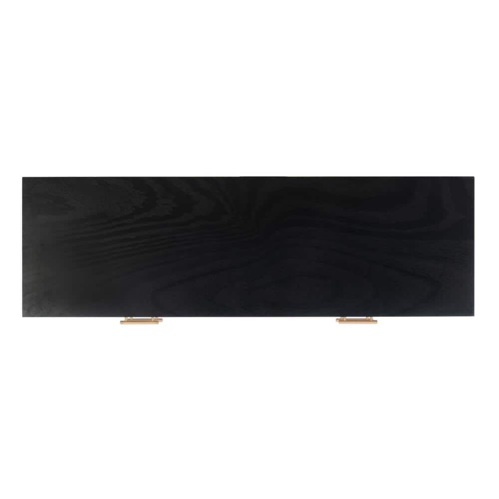 Black Wood Console Table with Turned Legs and Storage