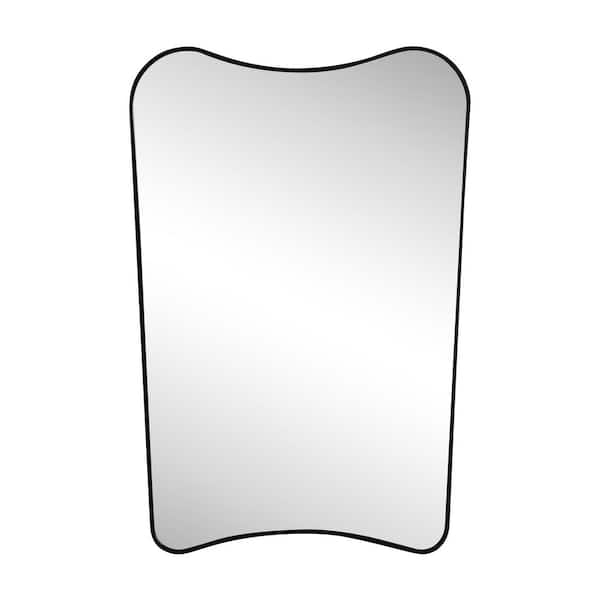 Alfie 24 in. W x 36 in. H Large Irregular Metal Framed Wall Mounted Mirror, Black