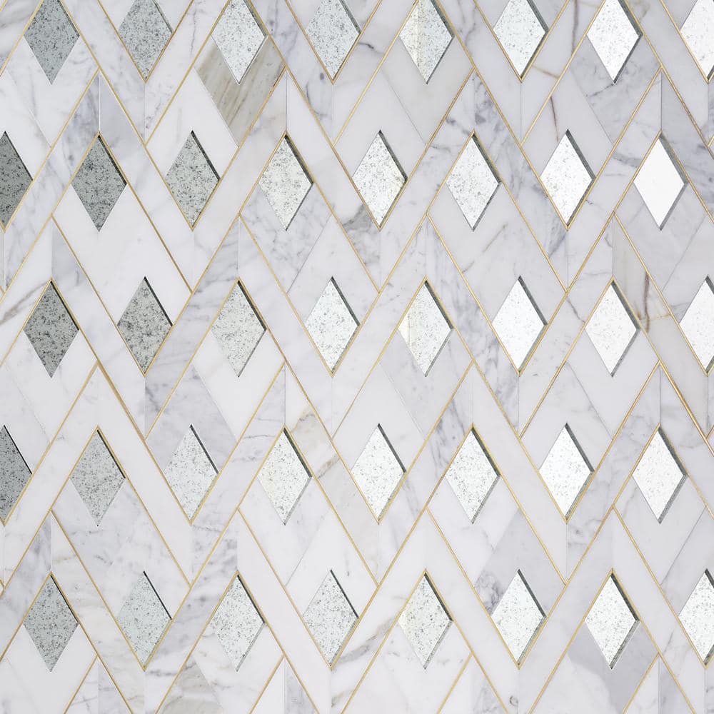 Ivy Hill Tile Kappa Mirror Silver 12.12 in. x 15.59 in. Polished Marble and  Brass Mosaic Wall Tile (1.31 Sq. Ft. Each) EXT3RD108951 - The Home Depot