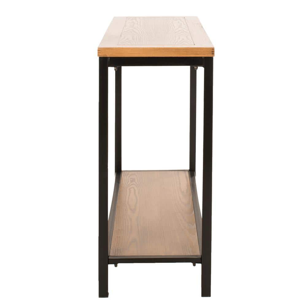 Dennis Brown Oak and Iron Rectangular Console Table with Storage