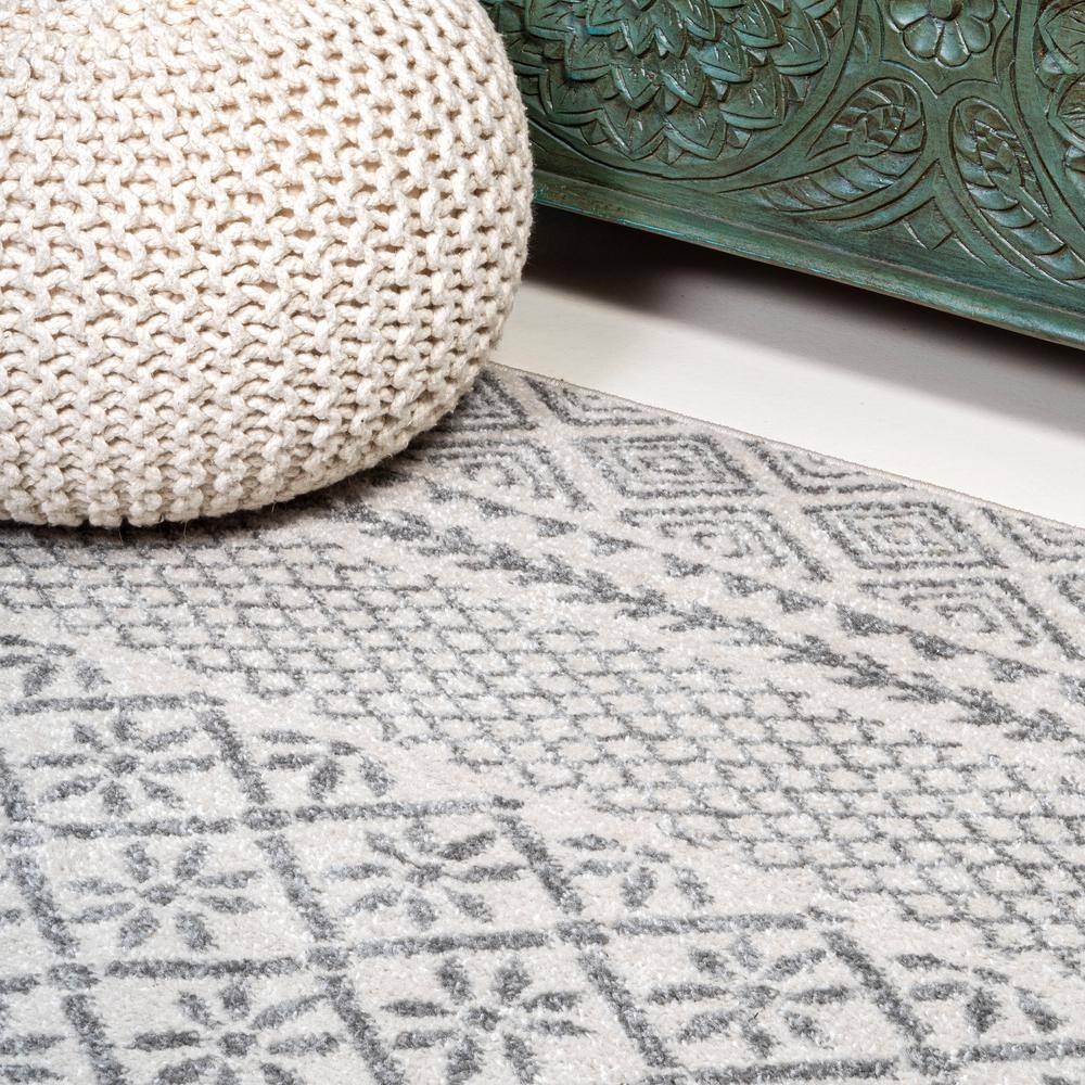 Athens Geometric Boho 5x8 Gray Synthetic Area Rug