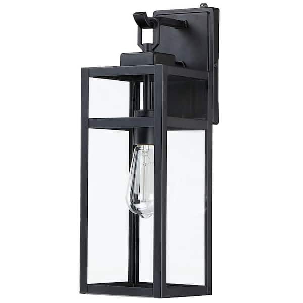 17.74 in.Black Hardwired Outdoor Wall Light Sconce With Dusk to Dawn Sensor (No Buld Included)