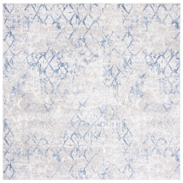 SAFAVIEH Amelia Light Gray/Blue 9 ft. x 9 ft. Abstract Diamond Square Area Rug