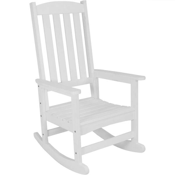 Sunnydaze Decor All-Weather White Traditional Plastic Patio Rocking Chair