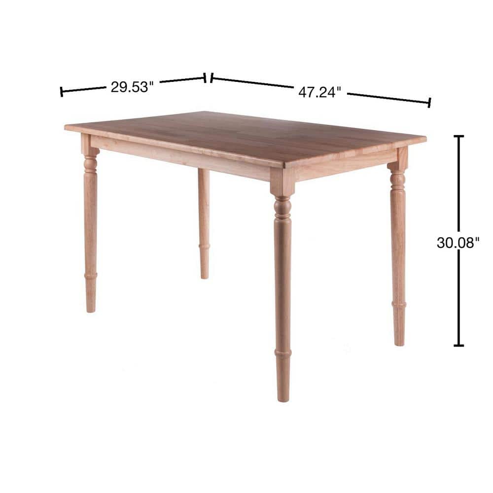 Natural Solid Wood Rectangular Farmhouse Dining Table, Seats Six