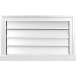 26 in. x 16 in. Vertical Surface Mount PVC Gable Vent: Decorative with Brickmould Sill Frame