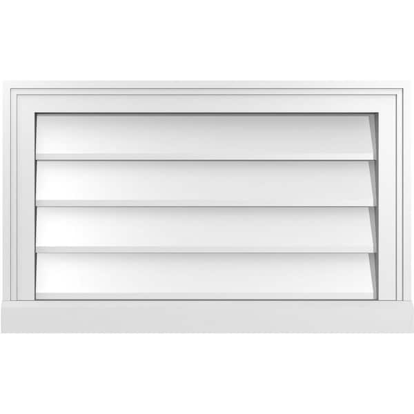 Ekena Millwork 26 in. x 16 in. Vertical Surface Mount PVC Gable Vent: Decorative with Brickmould Sill Frame