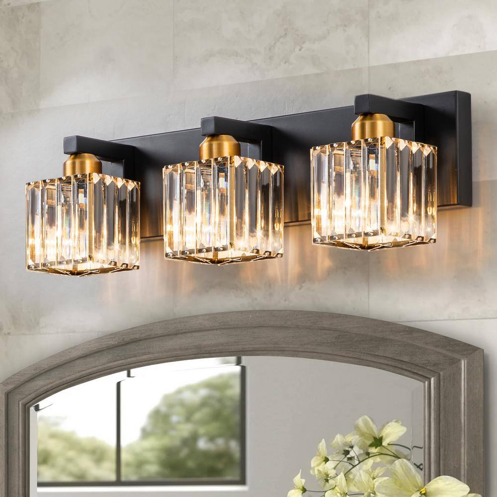 EDISLIVE Orillia 19.7 in. 3-Light Black & Gold Bathroom Vanity Light ...