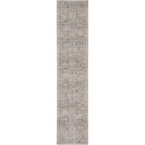 Nyle Ivory Taupe 2 ft. x 12 ft. Vintage Persian Kitchen Runner Area Rug