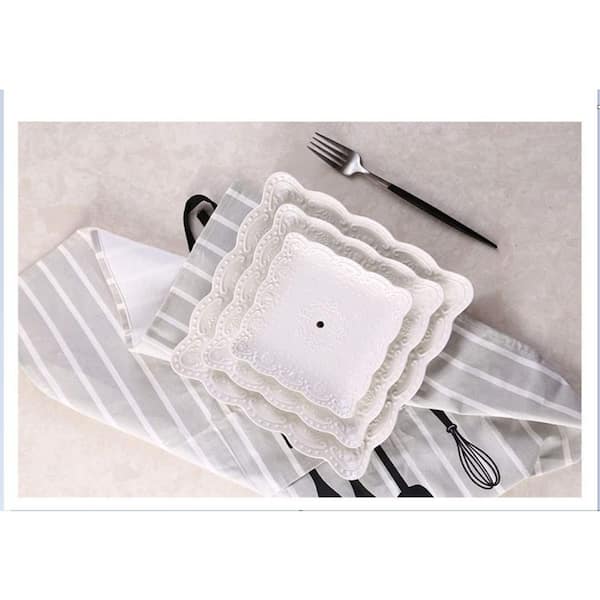 Moritz & Moritz 3-Tier Fruit Stand With Tongs - Square White Porcelain Display Tray - View #7