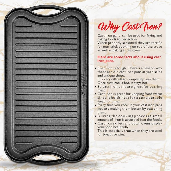 Nutrichef 18 Cast Iron Reversible Grill Plate