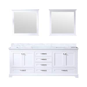 Dukes 80 in. W x 22 in. D White Double Bath Vanity, Carrara Marble Top, and 30 in. Mirrors