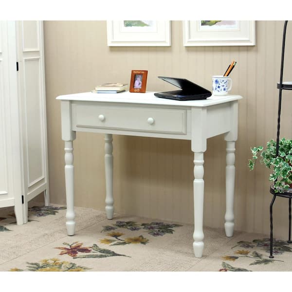 Carolina Cottage 34 in. Rectangular Antique Ivory 1 Drawer Writing Desks with Keyboard Tray