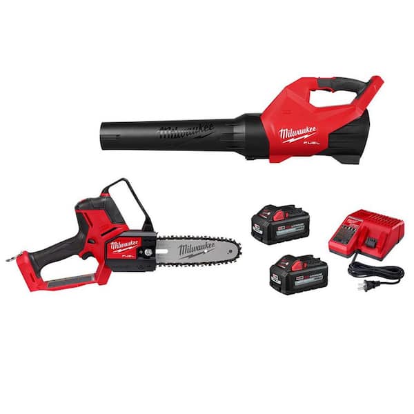 M18 Fuel 120 MPH 500 CFM 18-Volt Brushless Cordless Handheld Blower with 2-6.0 Ah Batteries, Charger, M18 Hatchet Saw