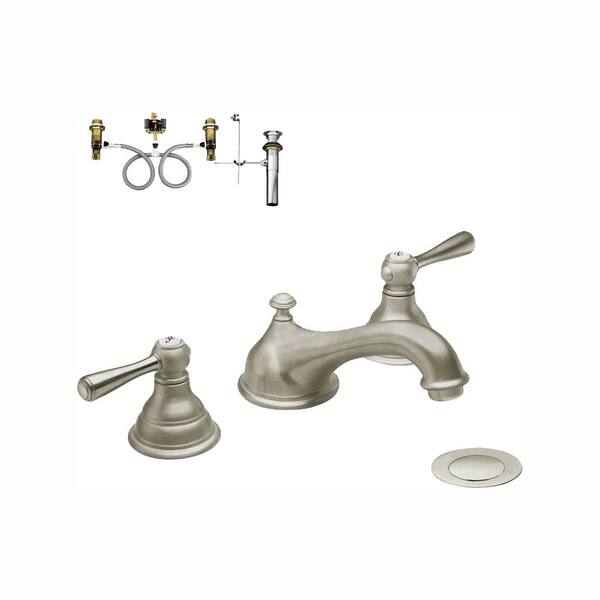 MOEN Kingsley 8 in. Widespread 2-Handle Low-Arc Bathroom Faucet Trim Kit in Brushed Nickel (Valve Included)