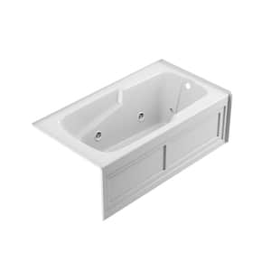 CETRA 60 in. x 32 in. Acrylic Right Drain Rectangular Alcove Whirlpool Bathtub in White