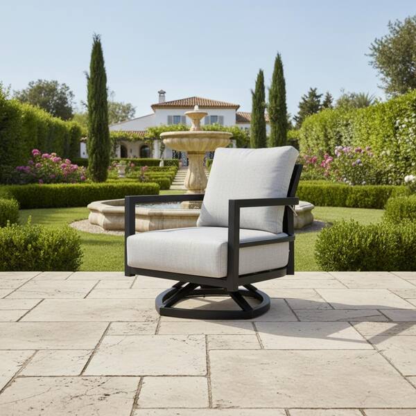 WOQWOQ Modern Outdoor Swivel Lounge Chair with 360° Rotation and