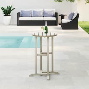 Laguna 24 in. Round Outdoor Dinining HDPE Plastic Counter Height Bistro Table in Sand