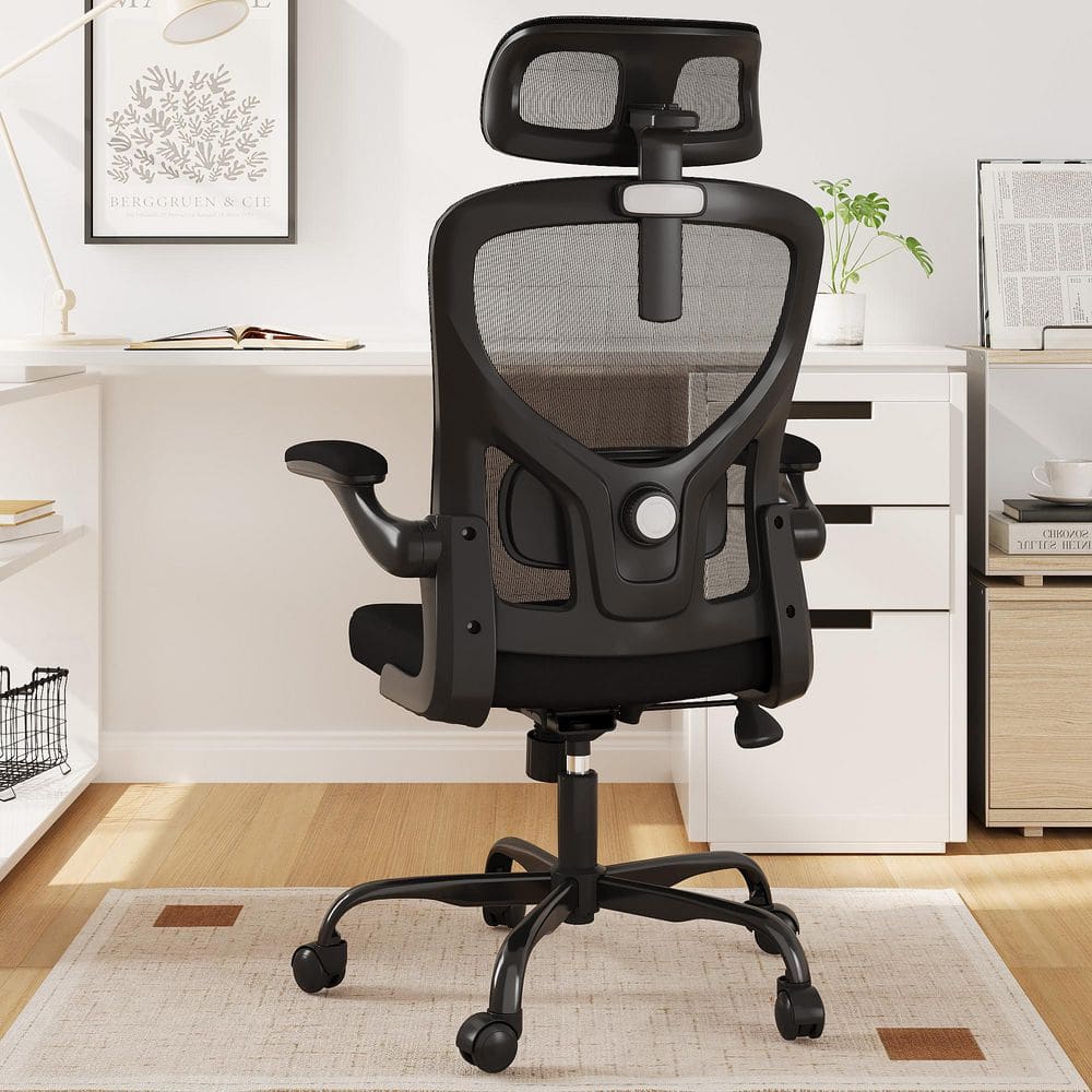 Polyurethane Adjustable Height Office Tesk Chair in Black with Adjustable Lumbar Support and Flip-up Armrests price history on PriceWatchPro