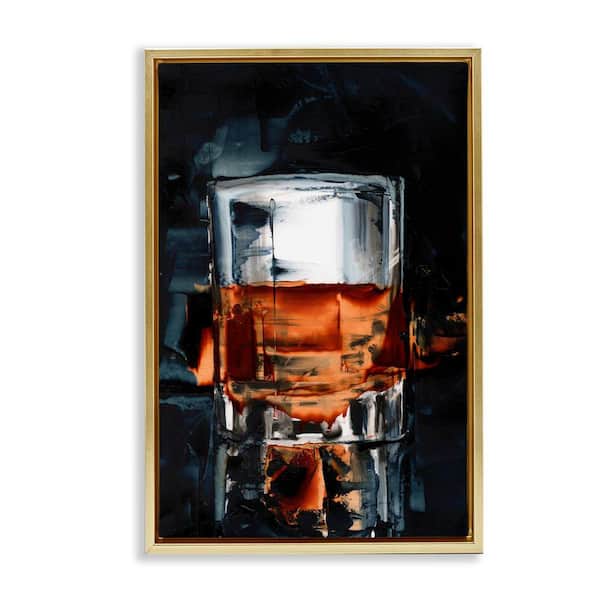 Stupell Industries Whiskey On Rocks by Ethan Harper Gold Floater Frame Food Graphic Art Print 25 in. x 17 in.