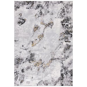 Amelia Gray/Gold 9 ft. x 12 ft. Abstract Distressed Area Rug