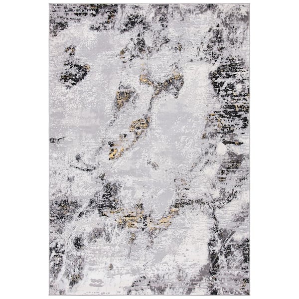 SAFAVIEH Amelia Gray/Gold 9 ft. x 12 ft. Abstract Distressed Area Rug