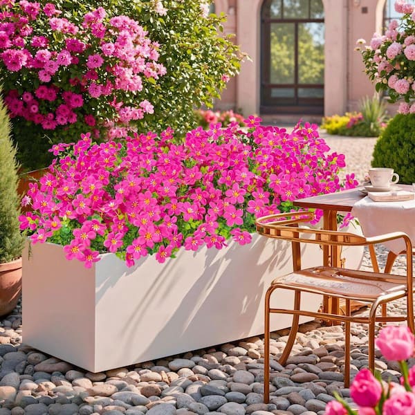 13.77 in. Fuchsia Pink Indoor/Outdoor Artificial Daisy Flowers