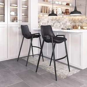 Desi 29.3 in. Open Back Plywood Frame Barstool with Faux Leather Seat - (Set of 2)