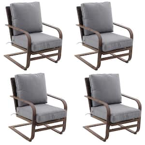 Hampshire Place Cushioned Metal Outdoor Lounge Chair with CushionGuard Stone Gray Cushions (4-Pack)