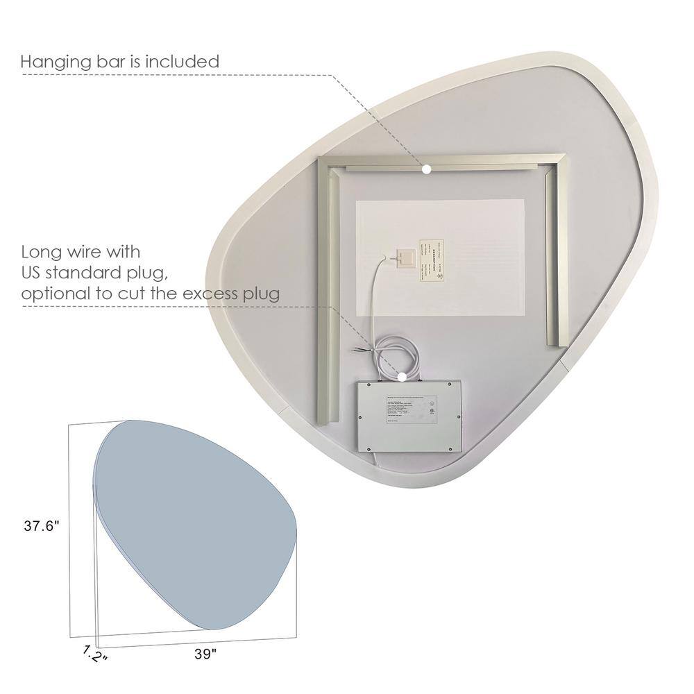 Rasso 39" Frameless LED Lighted Bathroom Vanity Mirror